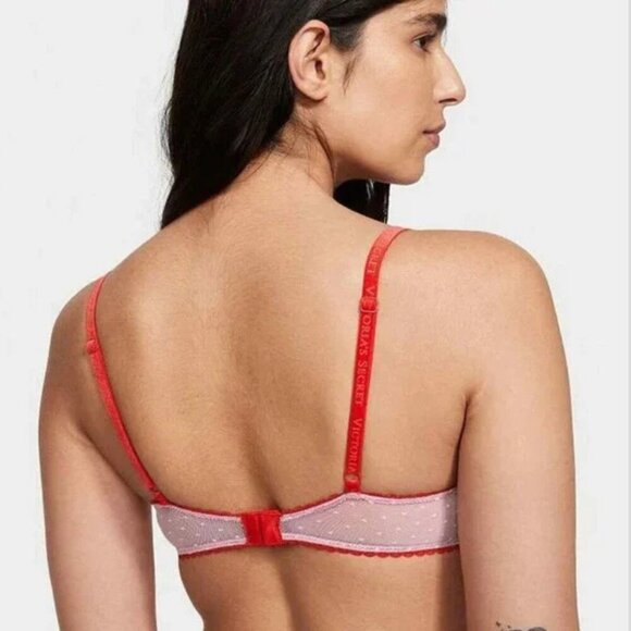 New! Victoria’s Secret Very Sexy Lilac Red Rosebud Dot Push-Up Bra 4761 - Picture 3 of 11